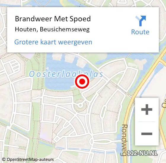Locatie op kaart van de 112 melding: Brandweer Met Spoed Naar Houten, Beusichemseweg op 29 december 2021 18:34