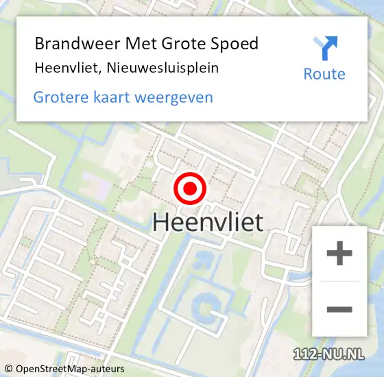 Locatie op kaart van de 112 melding: Brandweer Met Grote Spoed Naar Heenvliet, Nieuwesluisplein op 29 december 2021 18:34