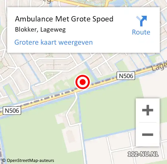 Locatie op kaart van de 112 melding: Ambulance Met Grote Spoed Naar Blokker, Lageweg op 29 december 2021 18:49