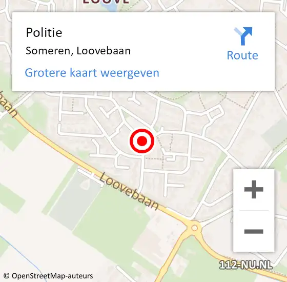 Locatie op kaart van de 112 melding: Politie Someren, Loovebaan op 29 december 2021 19:20