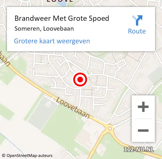 Locatie op kaart van de 112 melding: Brandweer Met Grote Spoed Naar Someren, Loovebaan op 29 december 2021 19:20