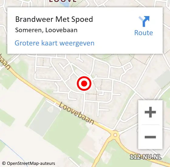 Locatie op kaart van de 112 melding: Brandweer Met Spoed Naar Someren, Loovebaan op 29 december 2021 19:22