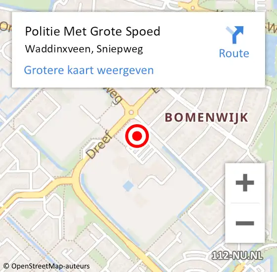 Locatie op kaart van de 112 melding: Politie Met Grote Spoed Naar Waddinxveen, Sniepweg op 29 december 2021 19:36