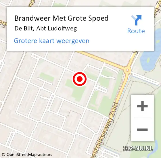 Locatie op kaart van de 112 melding: Brandweer Met Grote Spoed Naar De Bilt, Abt Ludolfweg op 29 december 2021 19:38