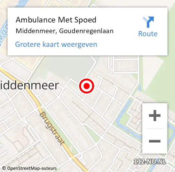 Locatie op kaart van de 112 melding: Ambulance Met Spoed Naar Middenmeer, Goudenregenlaan op 29 december 2021 19:47