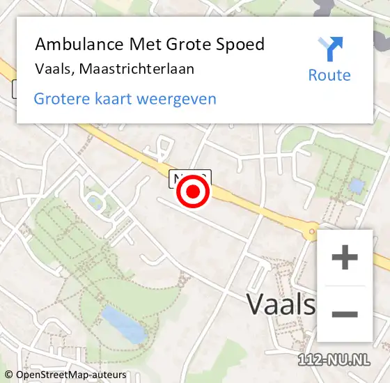 Locatie op kaart van de 112 melding: Ambulance Met Grote Spoed Naar Vaals, Maastrichterlaan op 3 juli 2014 18:03