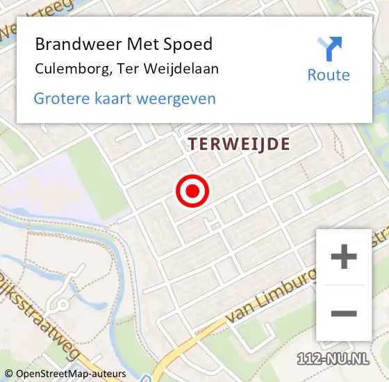 Locatie op kaart van de 112 melding: Brandweer Met Spoed Naar Culemborg, Ter Weijdelaan op 29 december 2021 20:53