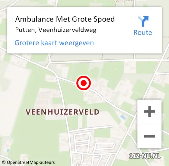 Locatie op kaart van de 112 melding: Ambulance Met Grote Spoed Naar Putten, Veenhuizerveldweg op 29 december 2021 21:13