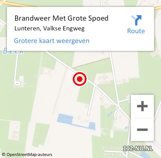 Locatie op kaart van de 112 melding: Brandweer Met Grote Spoed Naar Lunteren, Valkse Engweg op 29 december 2021 21:14