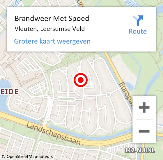 Locatie op kaart van de 112 melding: Brandweer Met Spoed Naar Vleuten, Leersumse Veld op 29 december 2021 21:17