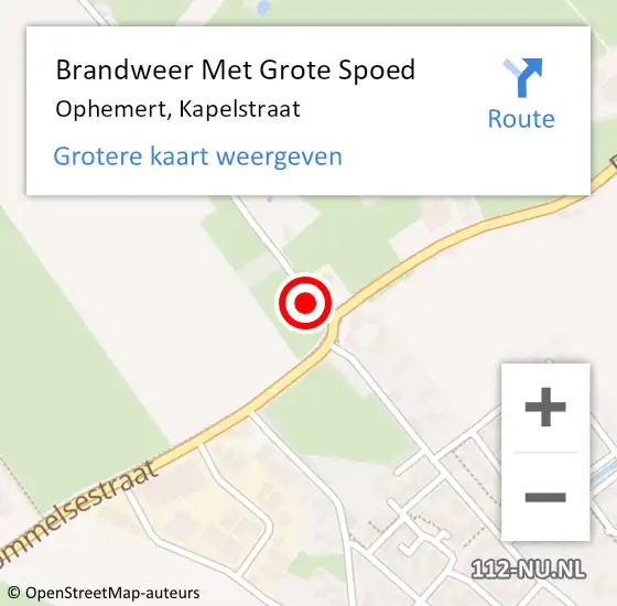 Locatie op kaart van de 112 melding: Brandweer Met Grote Spoed Naar Ophemert, Kapelstraat op 29 december 2021 21:25