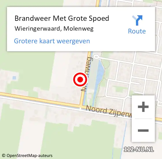 Locatie op kaart van de 112 melding: Brandweer Met Grote Spoed Naar Wieringerwaard, Molenweg op 29 december 2021 21:30