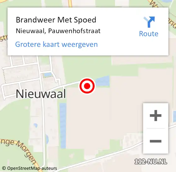 Locatie op kaart van de 112 melding: Brandweer Met Spoed Naar Nieuwaal, Pauwenhofstraat op 29 december 2021 22:07
