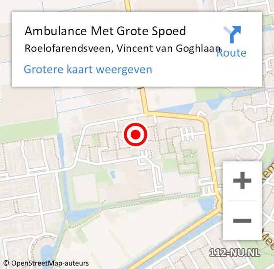 Locatie op kaart van de 112 melding: Ambulance Met Grote Spoed Naar Roelofarendsveen, Vincent van Goghlaan op 29 december 2021 22:14