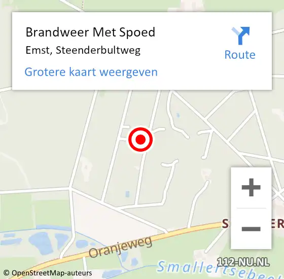 Locatie op kaart van de 112 melding: Brandweer Met Spoed Naar Emst, Steenderbultweg op 29 december 2021 22:15