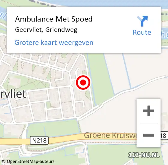 Locatie op kaart van de 112 melding: Ambulance Met Spoed Naar Geervliet, Griendweg op 29 december 2021 22:57