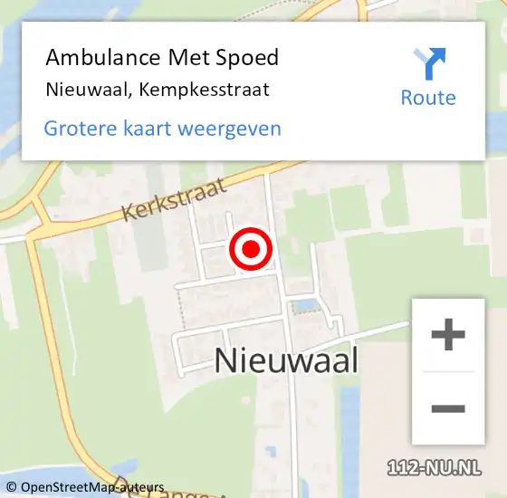 Locatie op kaart van de 112 melding: Ambulance Met Spoed Naar Nieuwaal, Kempkesstraat op 3 juli 2014 18:11