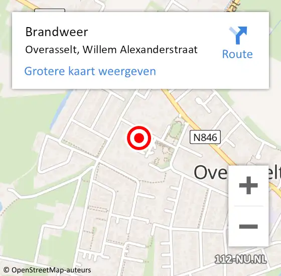 Locatie op kaart van de 112 melding: Brandweer Overasselt, Willem Alexanderstraat op 29 december 2021 23:13