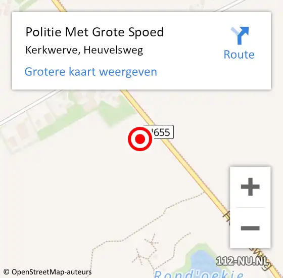 Locatie op kaart van de 112 melding: Politie Met Grote Spoed Naar Kerkwerve, Heuvelsweg op 29 december 2021 23:13