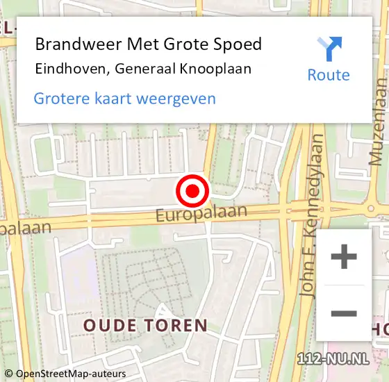 Locatie op kaart van de 112 melding: Brandweer Met Grote Spoed Naar Eindhoven, Generaal Knooplaan op 29 december 2021 23:21