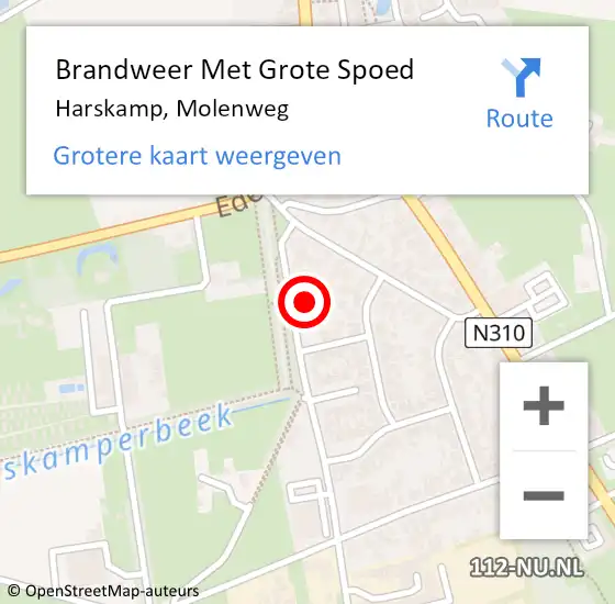 Locatie op kaart van de 112 melding: Brandweer Met Grote Spoed Naar Harskamp, Molenweg op 29 december 2021 23:41