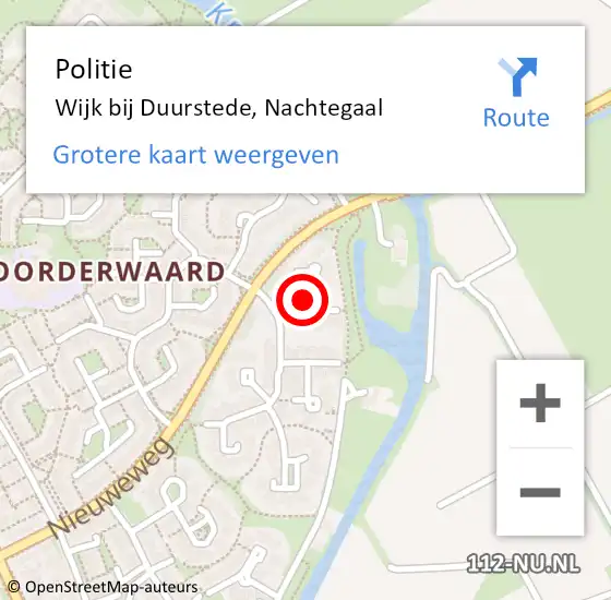 Locatie op kaart van de 112 melding: Politie Wijk bij Duurstede, Nachtegaal op 30 december 2021 00:09