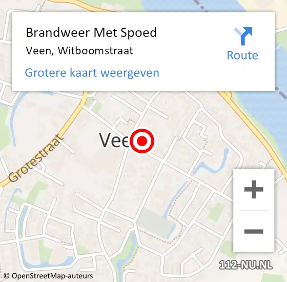 Locatie op kaart van de 112 melding: Brandweer Met Spoed Naar Veen, Witboomstraat op 30 december 2021 00:35