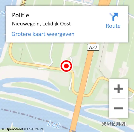 Locatie op kaart van de 112 melding: Politie Nieuwegein, Lekdijk Oost op 30 december 2021 00:41