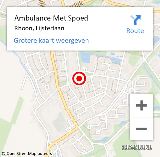 Locatie op kaart van de 112 melding: Ambulance Met Spoed Naar Rhoon, Lijsterlaan op 30 december 2021 01:19