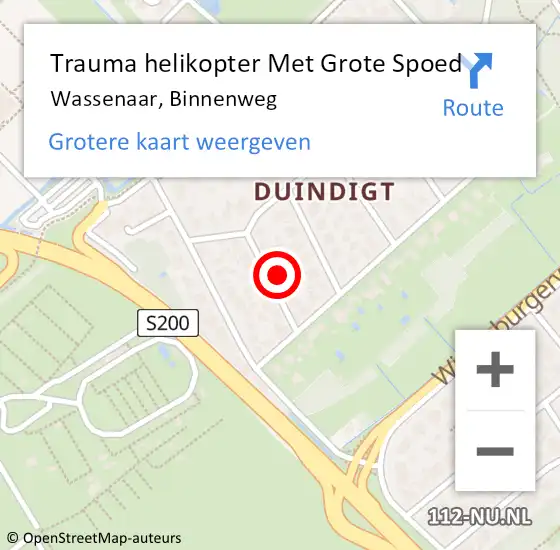 Locatie op kaart van de 112 melding: Trauma helikopter Met Grote Spoed Naar Wassenaar, Binnenweg op 30 december 2021 02:59