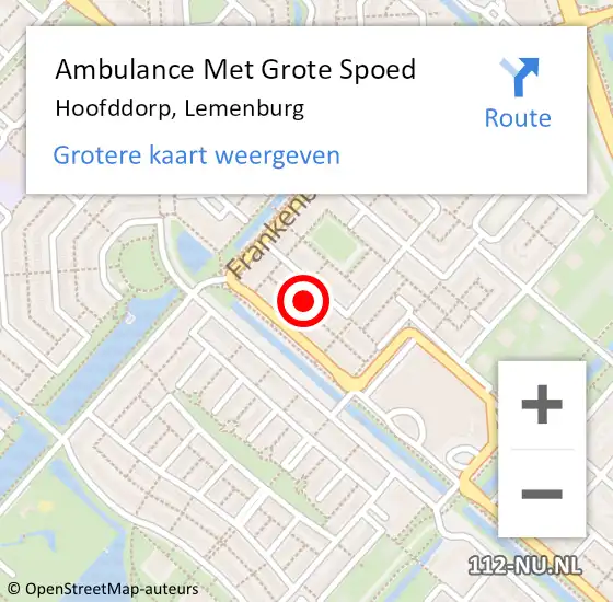 Locatie op kaart van de 112 melding: Ambulance Met Grote Spoed Naar Hoofddorp, Lemenburg op 30 december 2021 03:08