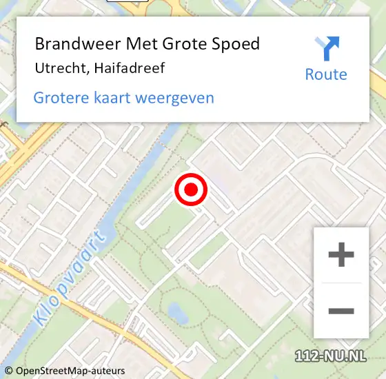 Locatie op kaart van de 112 melding: Brandweer Met Grote Spoed Naar Utrecht, Haifadreef op 30 december 2021 04:51