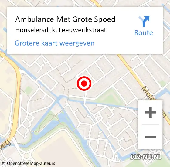 Locatie op kaart van de 112 melding: Ambulance Met Grote Spoed Naar Honselersdijk, Leeuwerikstraat op 30 december 2021 05:05