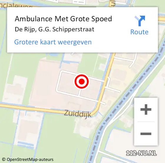 Locatie op kaart van de 112 melding: Ambulance Met Grote Spoed Naar De Rijp, G.G. Schipperstraat op 30 december 2021 05:34