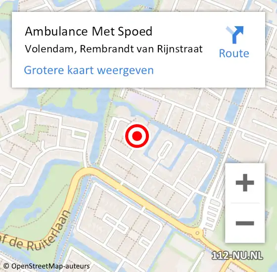 Locatie op kaart van de 112 melding: Ambulance Met Spoed Naar Volendam, Rembrandt van Rijnstraat op 30 december 2021 06:19