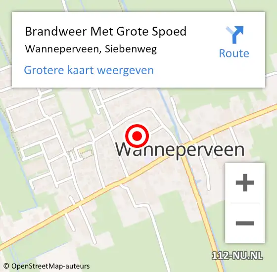 Locatie op kaart van de 112 melding: Brandweer Met Grote Spoed Naar Wanneperveen, Siebenweg op 30 december 2021 06:42