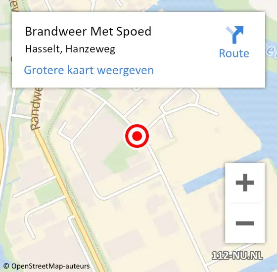 Locatie op kaart van de 112 melding: Brandweer Met Spoed Naar Hasselt, Hanzeweg op 30 december 2021 06:59