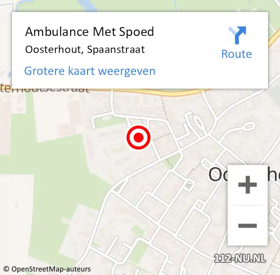 Locatie op kaart van de 112 melding: Ambulance Met Spoed Naar Oosterhout, Spaanstraat op 30 december 2021 07:22