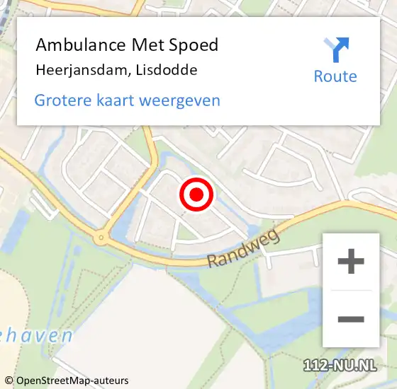 Locatie op kaart van de 112 melding: Ambulance Met Spoed Naar Heerjansdam, Lisdodde op 30 december 2021 08:01