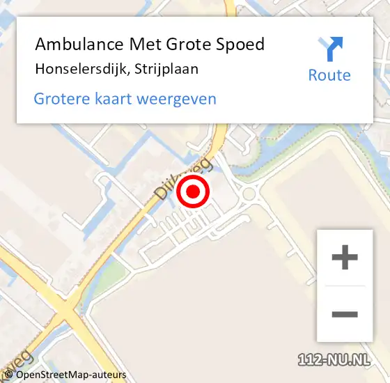 Locatie op kaart van de 112 melding: Ambulance Met Grote Spoed Naar Honselersdijk, Strijplaan op 30 december 2021 08:34