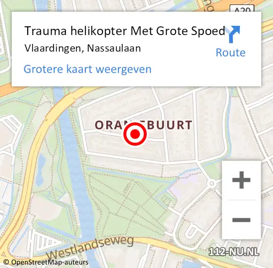 Locatie op kaart van de 112 melding: Trauma helikopter Met Grote Spoed Naar Vlaardingen, Nassaulaan op 30 december 2021 09:12