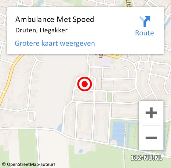 Locatie op kaart van de 112 melding: Ambulance Met Spoed Naar Druten, Hegakker op 30 december 2021 09:14