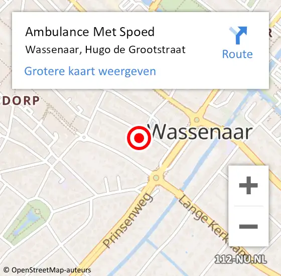 Locatie op kaart van de 112 melding: Ambulance Met Spoed Naar Wassenaar, Hugo de Grootstraat op 30 december 2021 09:28