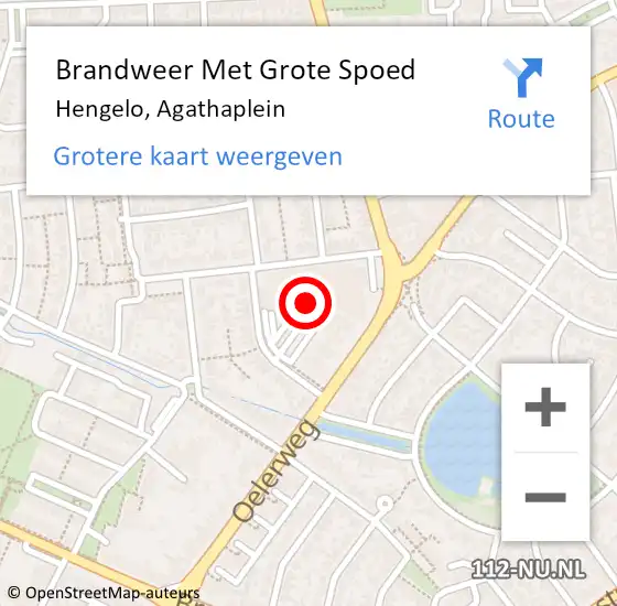 Locatie op kaart van de 112 melding: Brandweer Met Grote Spoed Naar Hengelo, Agathaplein op 30 december 2021 09:31