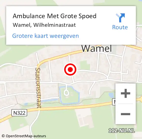 Locatie op kaart van de 112 melding: Ambulance Met Grote Spoed Naar Wamel, Wilhelminastraat op 30 december 2021 09:50