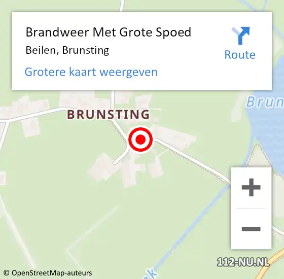 Locatie op kaart van de 112 melding: Brandweer Met Grote Spoed Naar Beilen, Brunsting op 30 december 2021 10:11