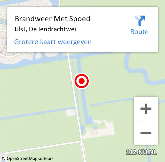 Locatie op kaart van de 112 melding: Brandweer Met Spoed Naar IJlst, De Iendrachtwei op 30 december 2021 10:57