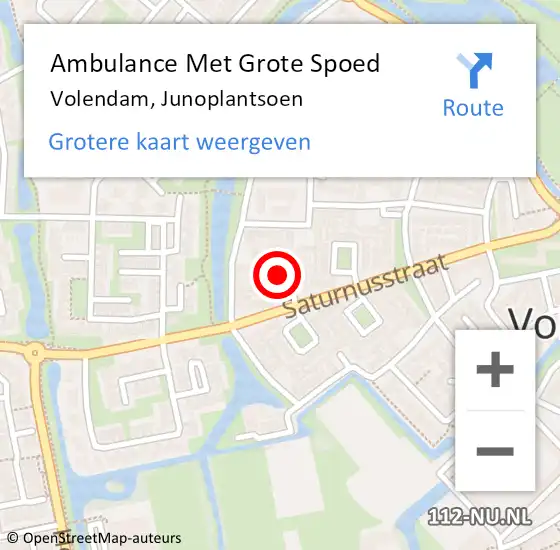 Locatie op kaart van de 112 melding: Ambulance Met Grote Spoed Naar Volendam, Junoplantsoen op 30 december 2021 10:59