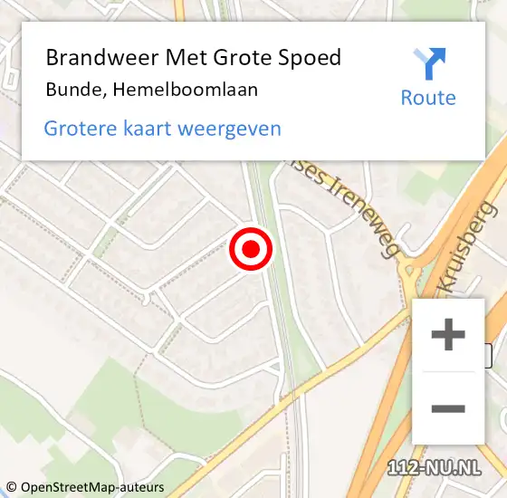 Locatie op kaart van de 112 melding: Brandweer Met Grote Spoed Naar Bunde, Hemelboomlaan op 30 december 2021 11:36