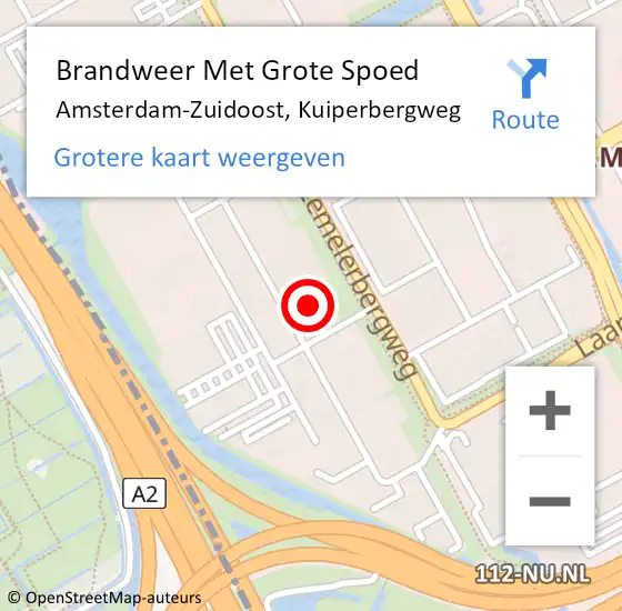 Locatie op kaart van de 112 melding: Brandweer Met Grote Spoed Naar Amsterdam-Zuidoost, Kuiperbergweg op 30 december 2021 11:40